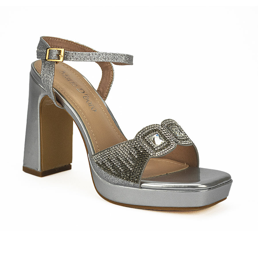 Mario D' Boro Women's Evening Sandals LW 25383 Silver Women C40