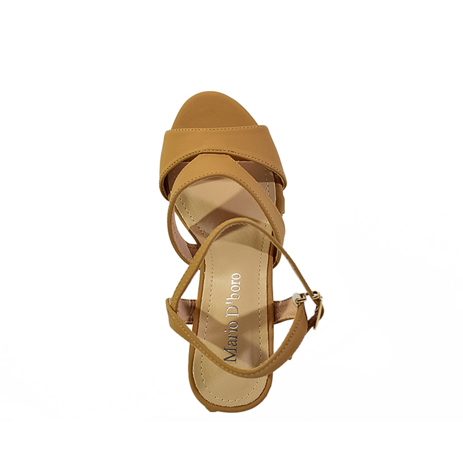 Mario D' Boro Women's Heeled Sandals LX 26562 Bone/Brown C52