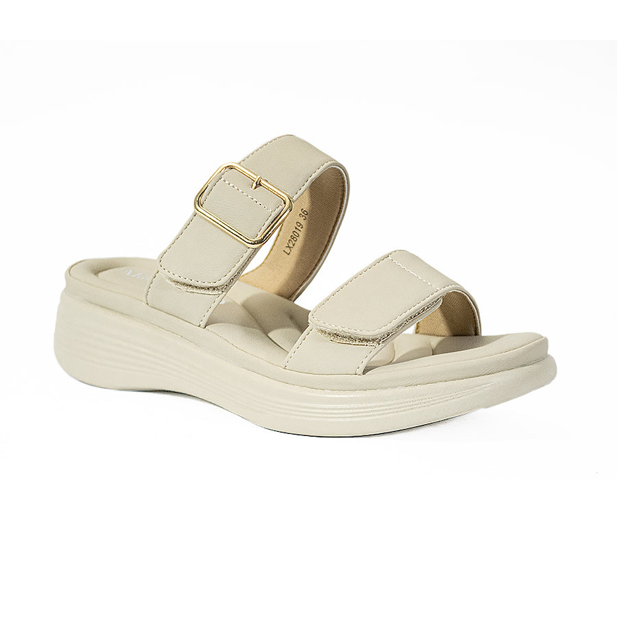 Mario D' Boro Women's Flat Sandals LY 28019 Bone/VDark Brown C65