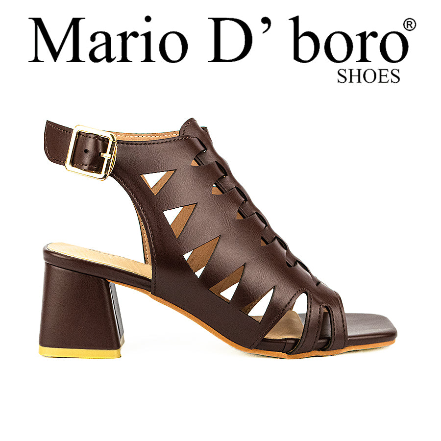 Mario D' Boro Women's Heeled Sandals LW 26043 Bone/Dark Brown C44