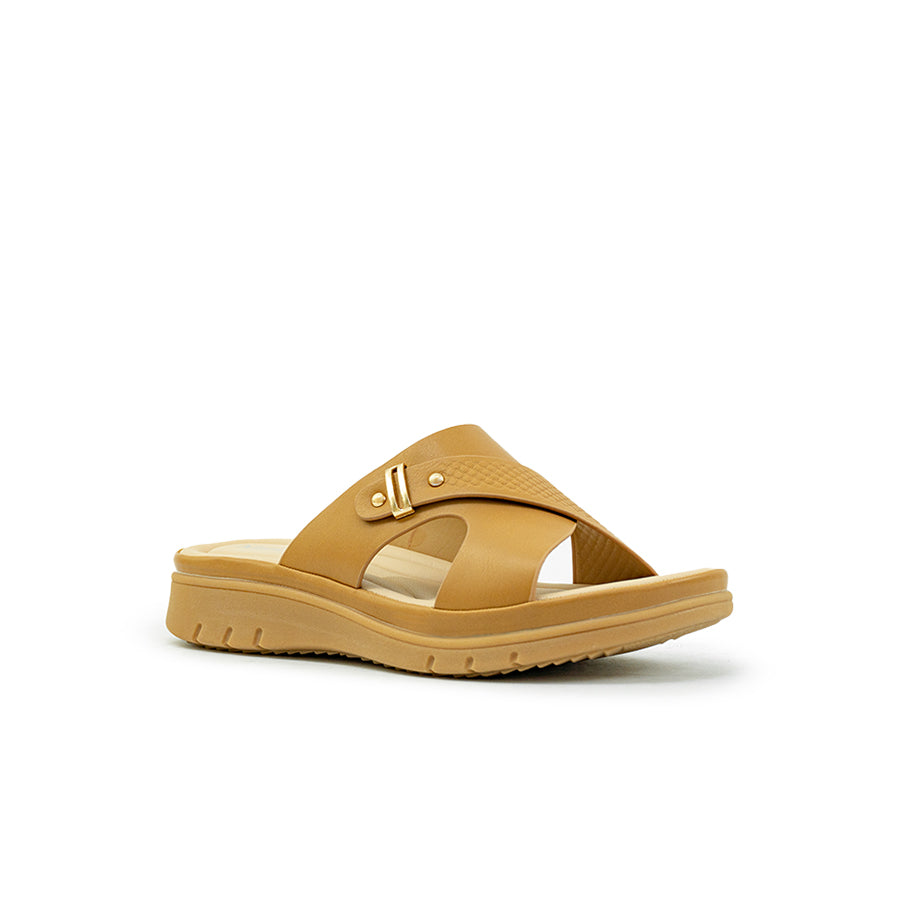 Mario D' boro Women's Flat Sandals LY 27772 - Dark Beige / Off White C89