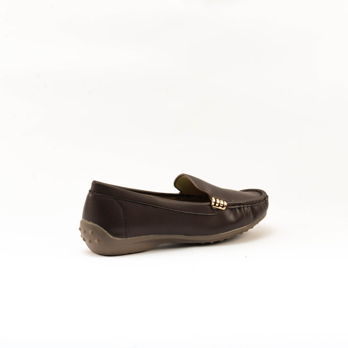 Mario D' boro Women's LZ 30477 Navy Blue / Dark Brown slip-on loafer with gold-tone metal accent