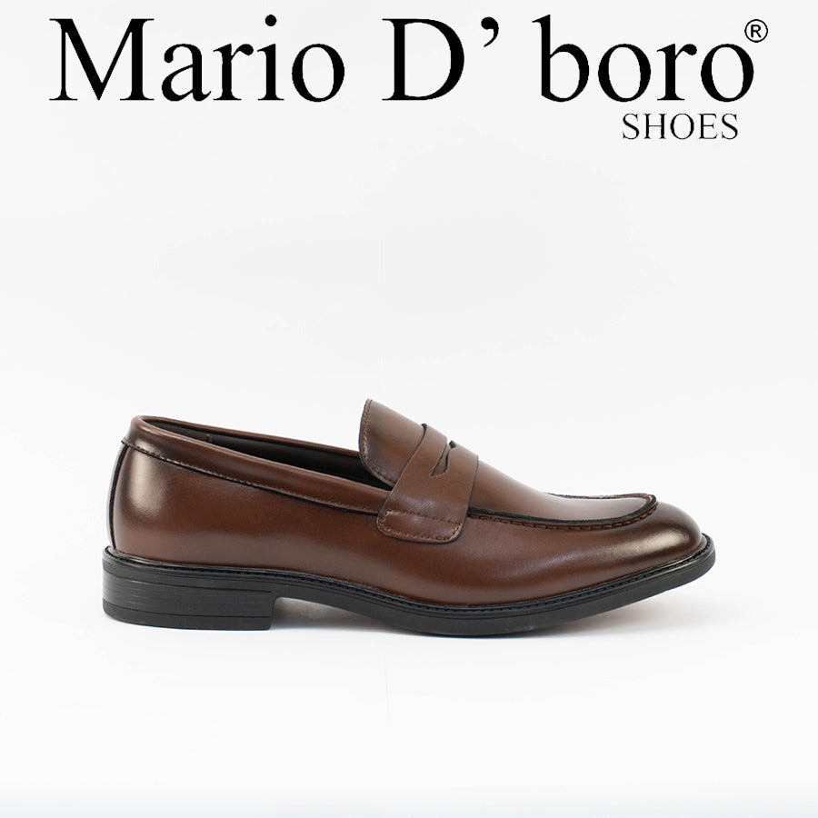 Mario D' boro Men's MZ 27524 C100 Black / Dark Brown formal slip-on shoes with low heel and classic design. Suitable for formal