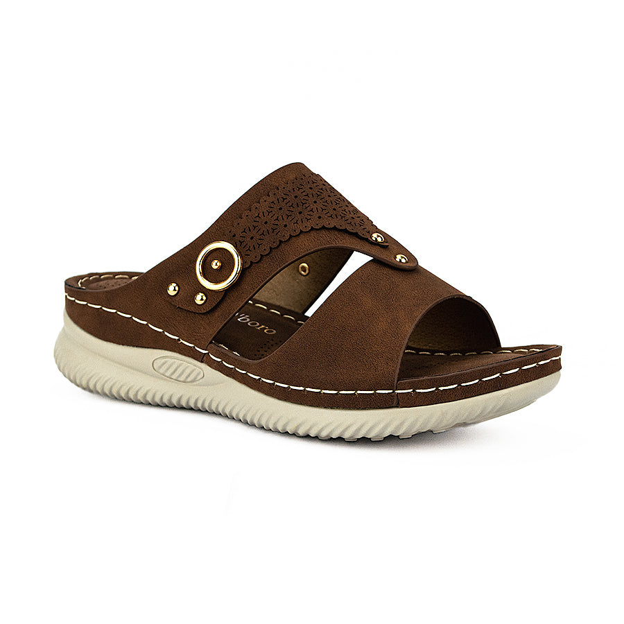 Mario D' Boro Women's Flat Sandals Lw 26226 Dark Brown/Olive Green C46