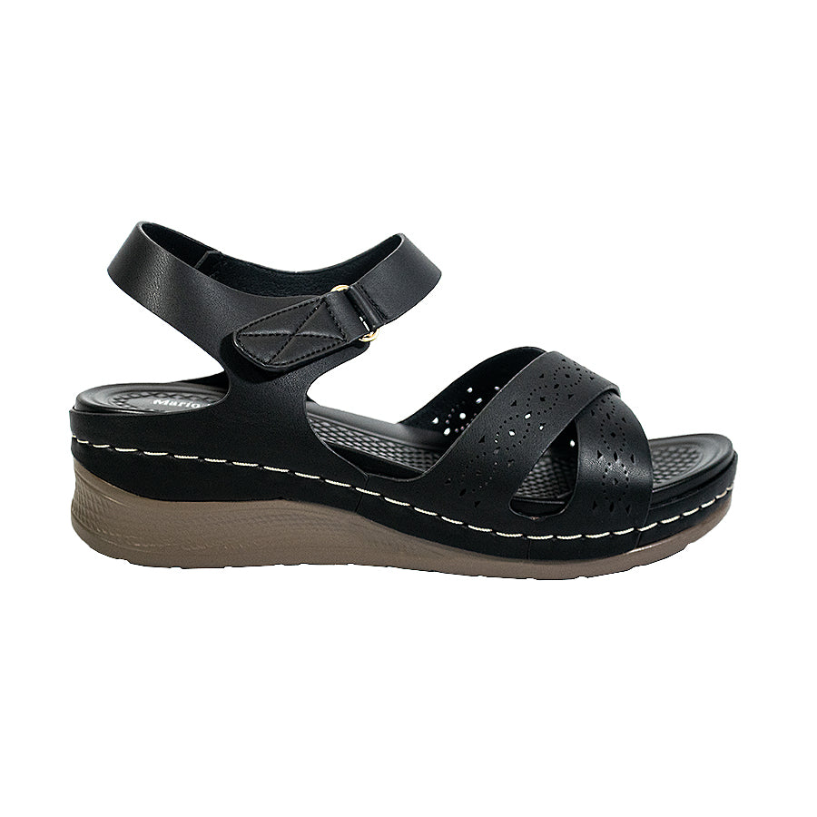 Mario D' Boro Women's Flat Sandals LY 27297 Beige/Black C65