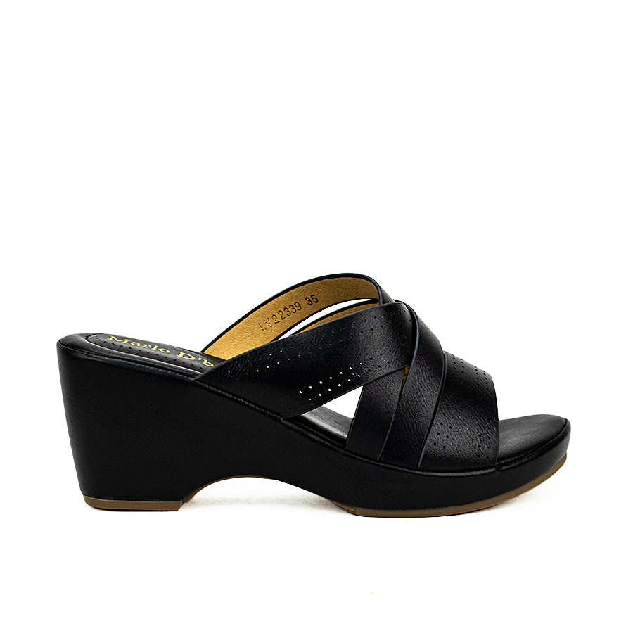 Mario D' Boro Women's Wedge Sandals Lv 22339 Black/Off-White