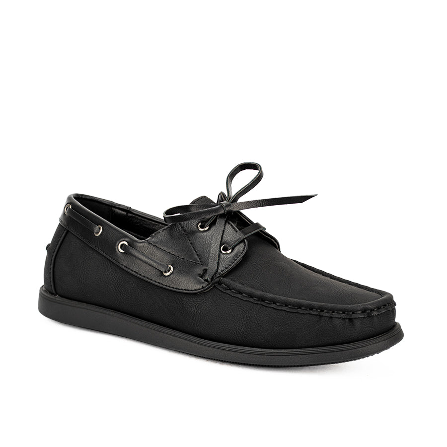 Mario D' Boro Men's Casual Boat Shoes Mw 22771 Black/Dark Beige