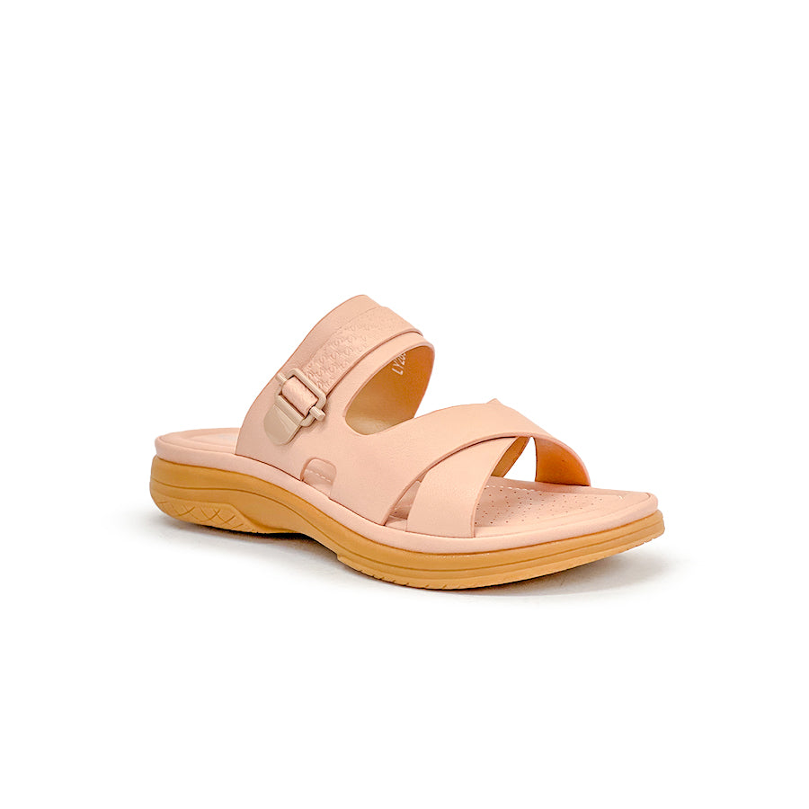 Women's Flat Sandals LY 28918 Black/Old Rose C76