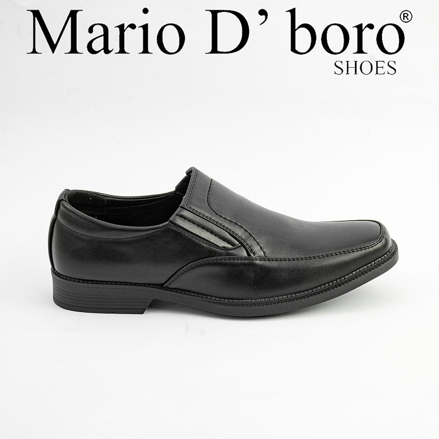 Mario D' boro Men's MZ 27366 C98 Black formal slip-on dress shoe with elastic side panels and low heel. Suitable for formal occasions.
