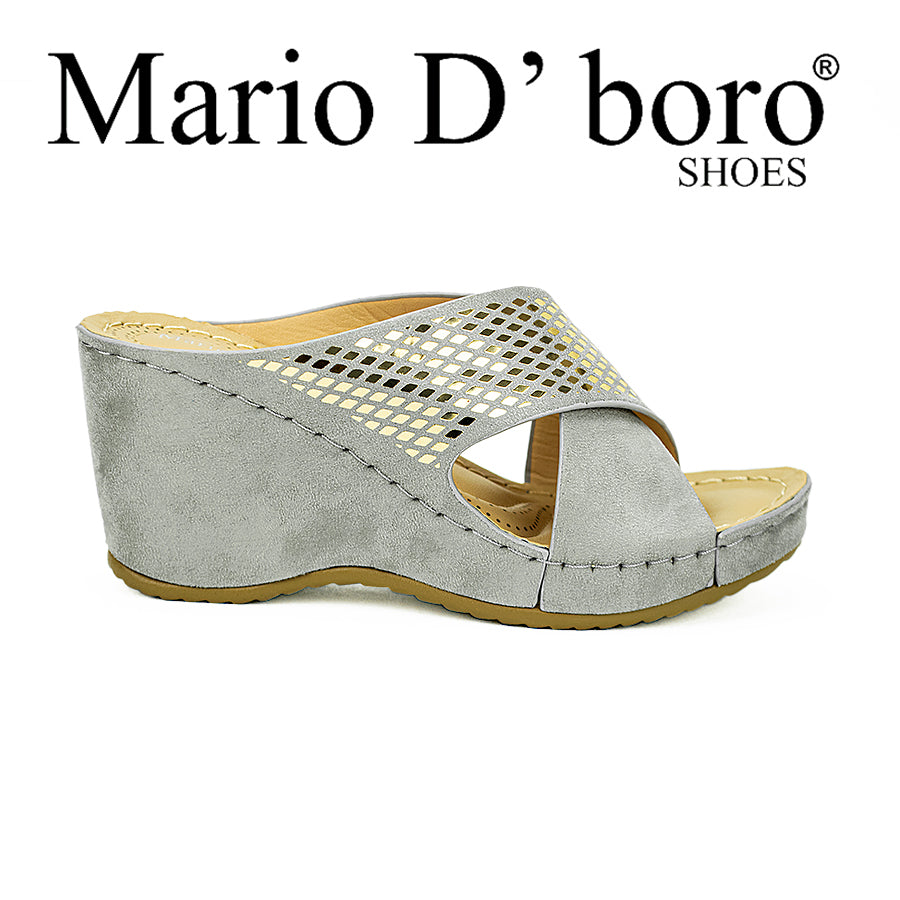Mario D' Boro Women's Wedge Sandals Lv 22313 Beige/Light Gray