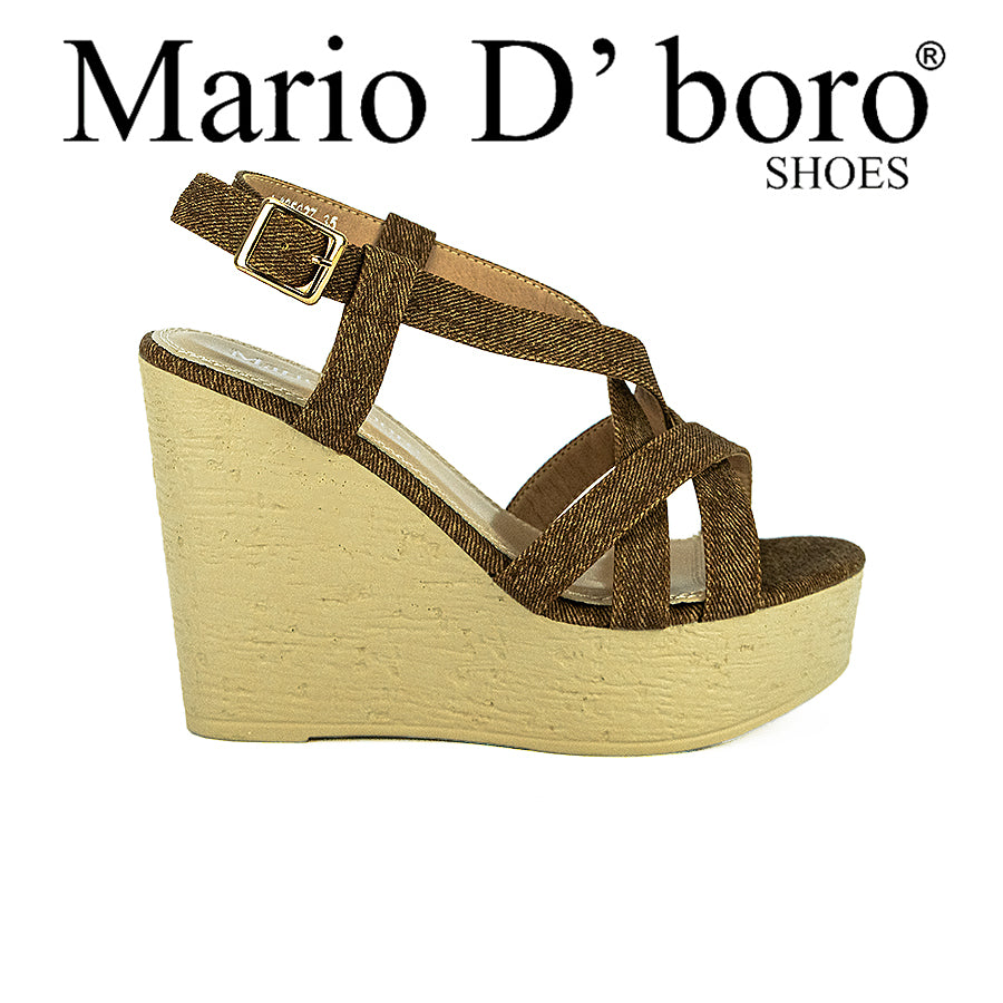 Mario D' Boro Women's Wedge Sandals Lw 25027 Beige/Brown C31