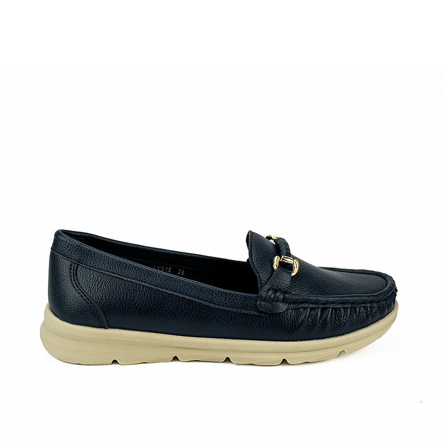 Mario D' Boro Women's Flat Lv 016 Navy Blue/Tan