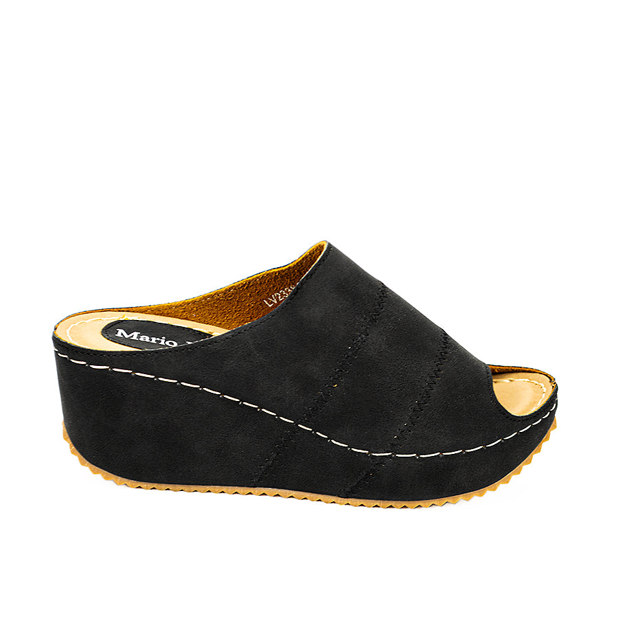 Mario D' Boro Women's Wedge Sandals Lw 23384 Black/Brown
