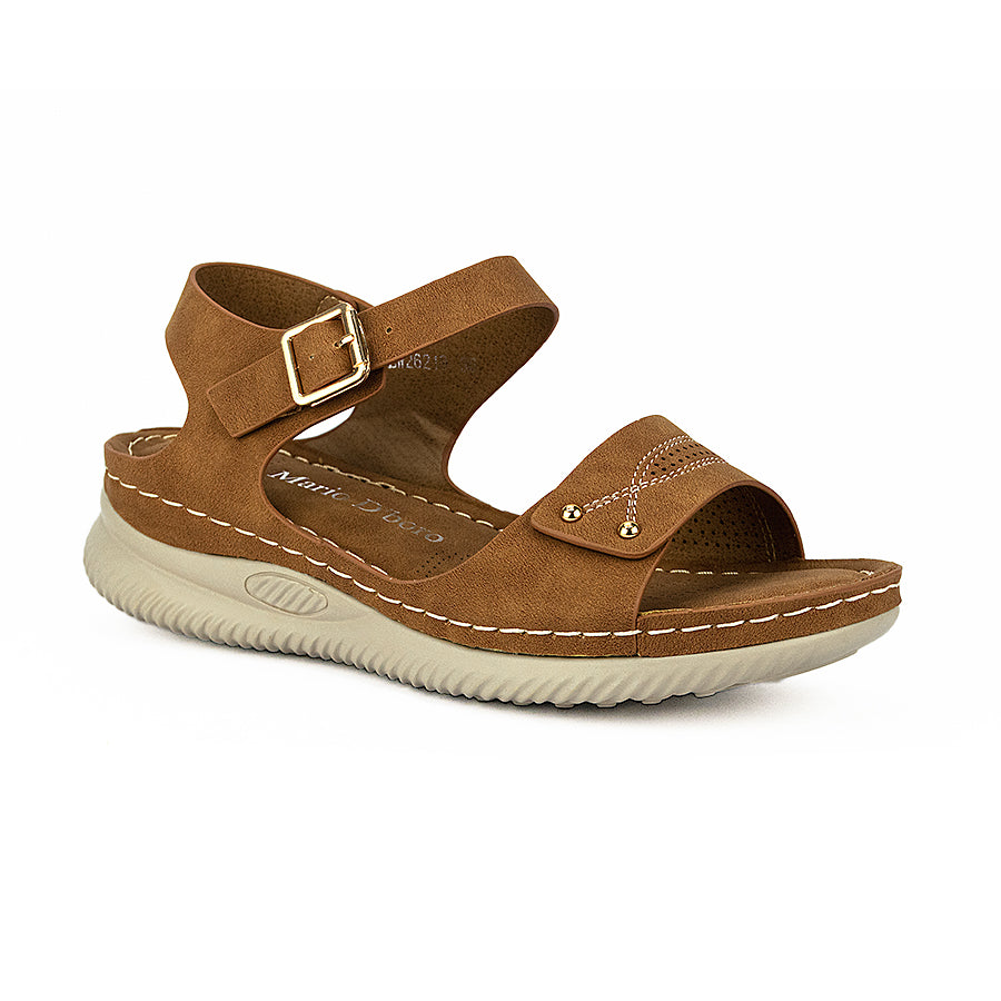 Mario D' Boro Women Flat Sandals Lw 26219 Beige/Brown/Dark Brown C46 C61