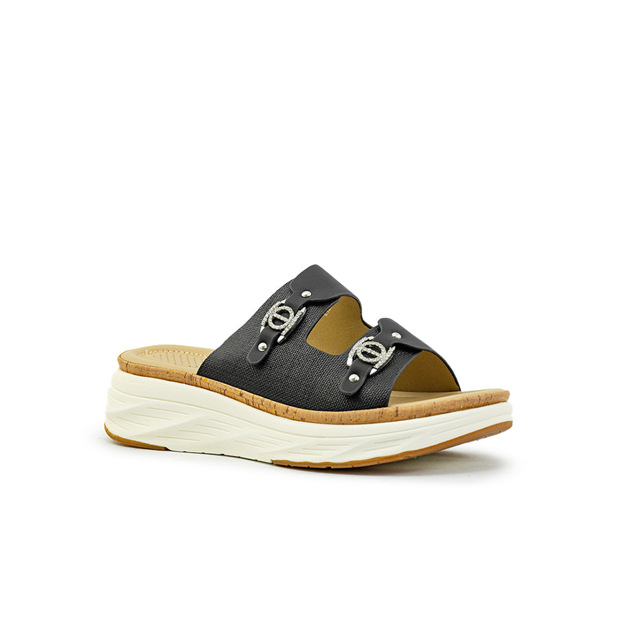 Mario D' boro Women's Flat Sandals LY 29511 - Black / Bone C89