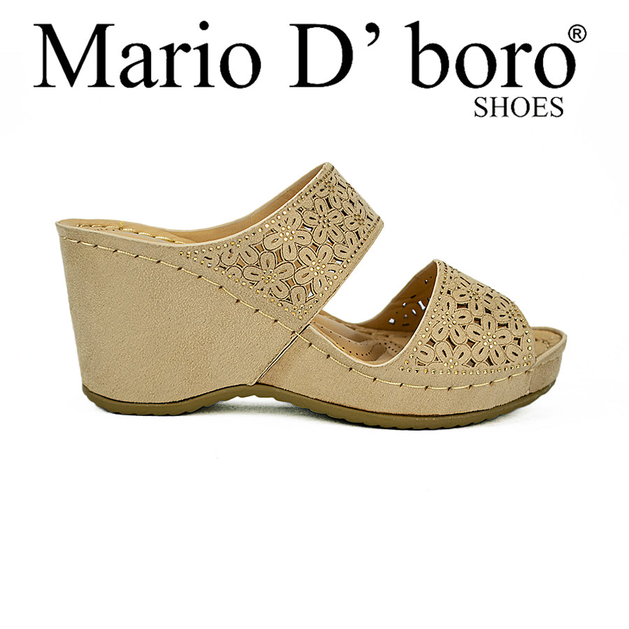 Mario D' Boro Women's Wedge Sandals Lw 22829 Beige/Black