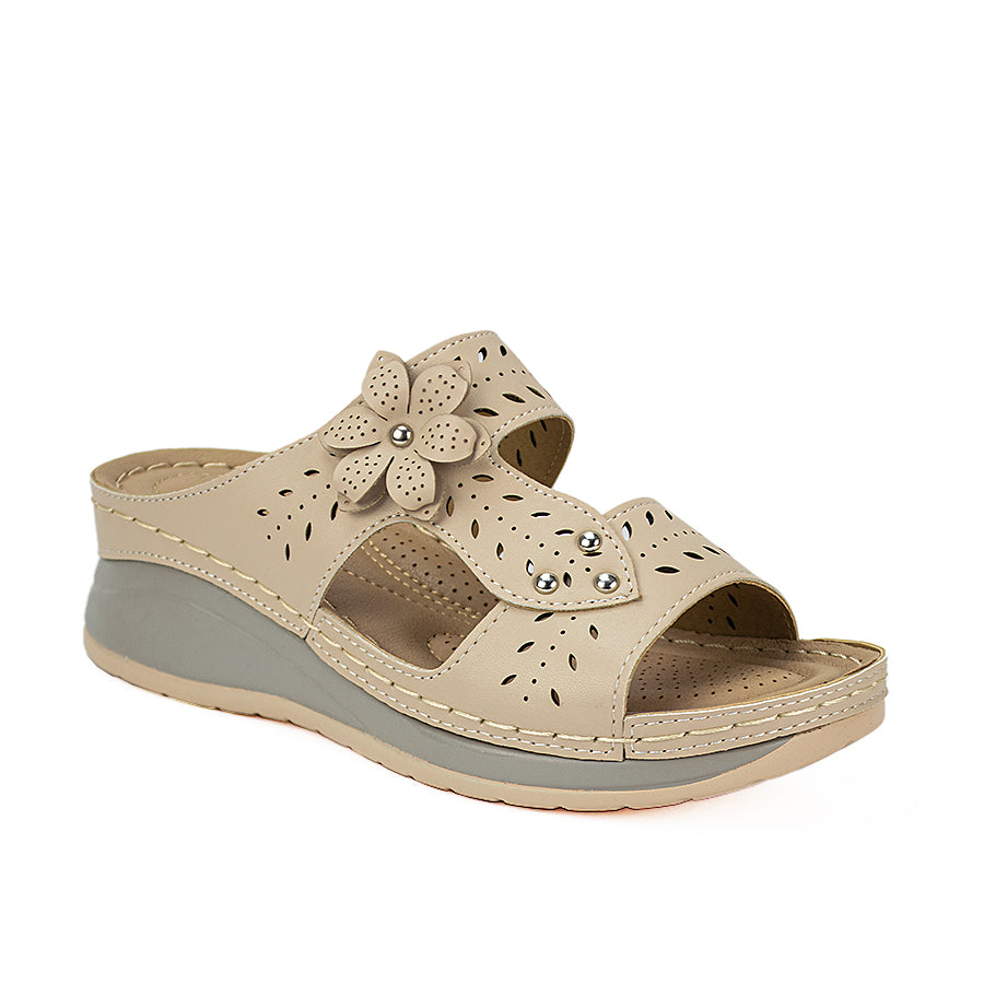 Mario D' Boro Women's Wedge Sandals LW 22483 Beige/Dark Gray