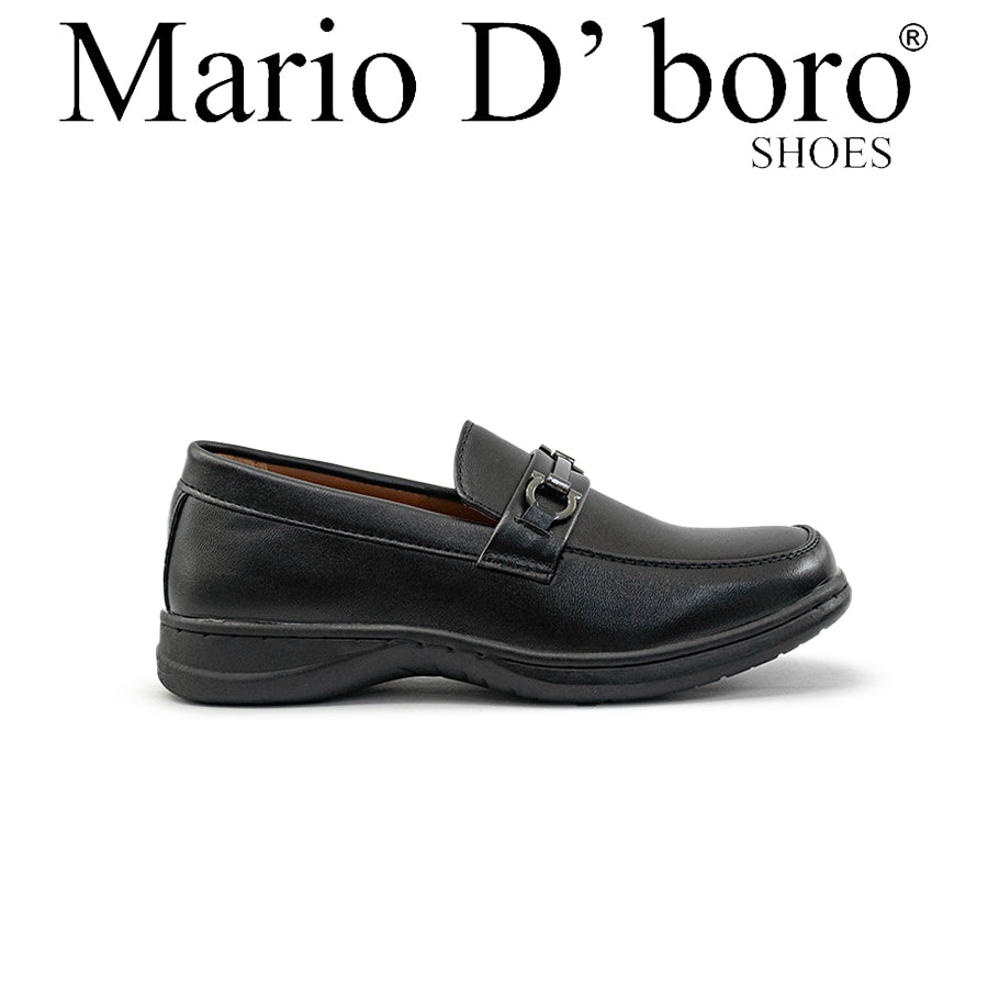 Mario D' boro Kids KZ 24116 C91 Boys Black leather loafer with buckle detail and rubber sole. Suitable for formal occasions.