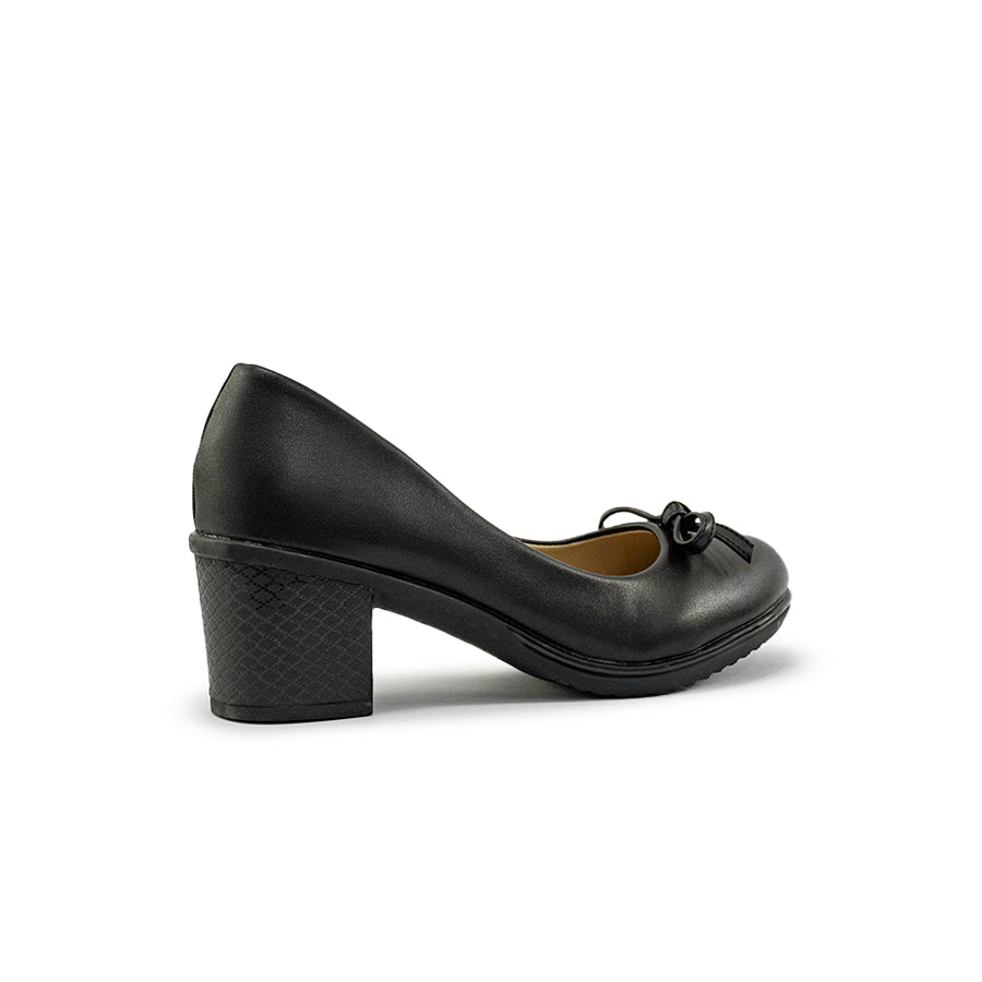 Mario D' boro Women's LZ 30144 C94 Black Heeled Shoe Bow Detail Block Heel Comfortable Casual Wear