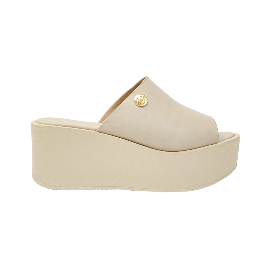 Women's Wedge Sandals LY 28026 Beige/Black C71