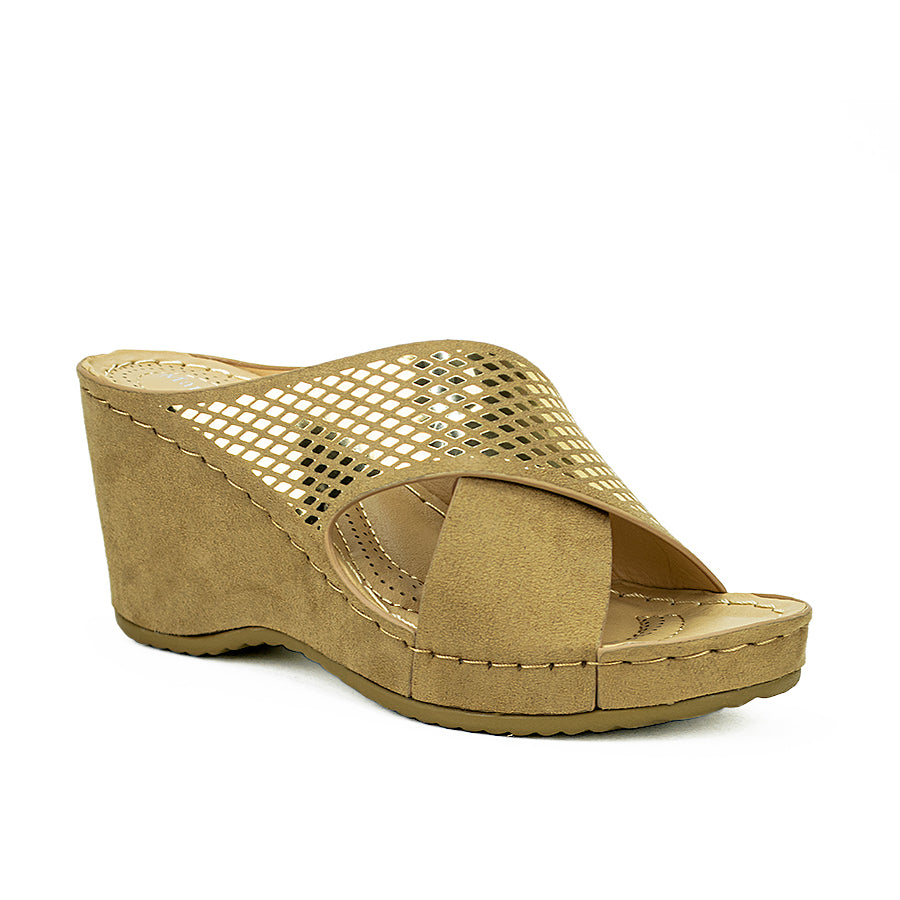 Mario D' Boro Women's Wedge Sandals Lv 22313 Beige/Light Gray