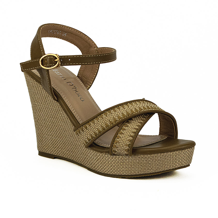 Mario D' Boro Women's Wedge Sandals LW 25245 Brown/Taupe C40