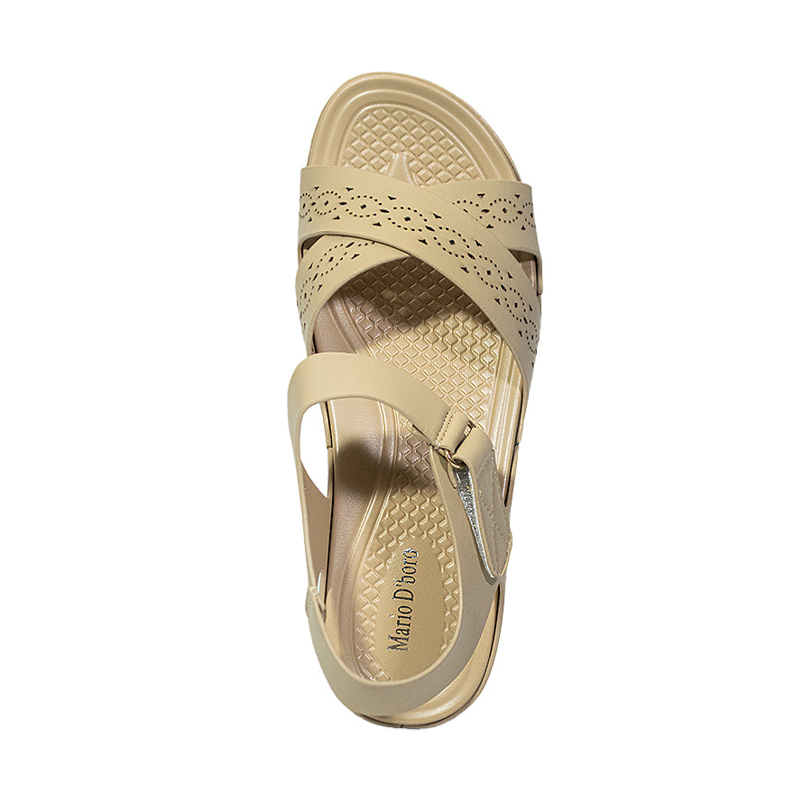 Mario D' Boro Women's Flat Sandals LY 27297 Beige/Black C65