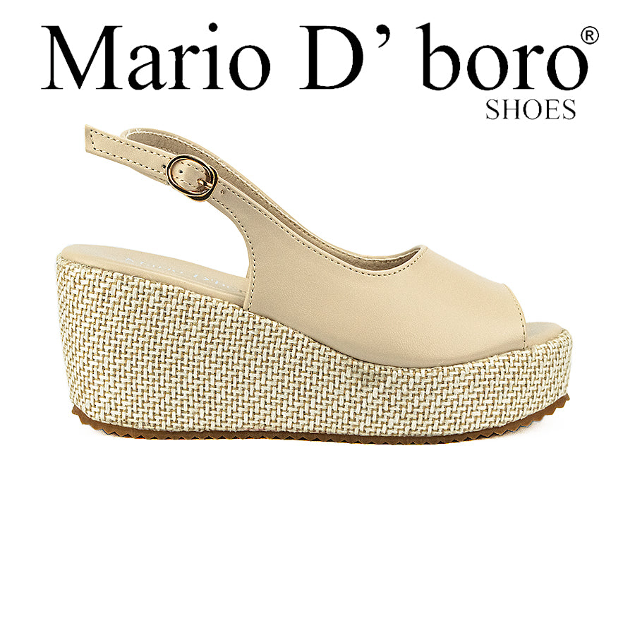 Mario D' Boro Women's Wedge Sandals LW 26011 Beige/Black C44 C65