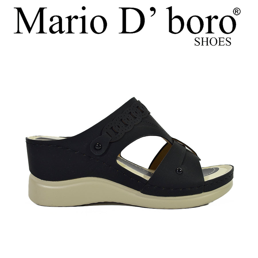 Mario D' Boro Women's Wedge Sandals LX 27413 Black/Taupe C56
