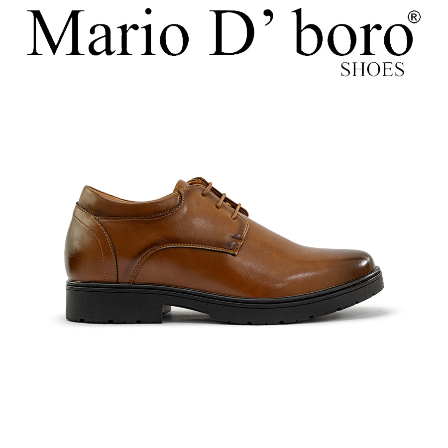 Mario D' boro Men's Formal MZ 27082 C95 Black / Brown leather dress shoe with lace-up design and rubber sole. Suitable for formal occasions.