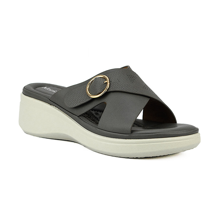 Mario D' Boro Women's Wedge Sandals LW 25742 Gray/Maroon C46