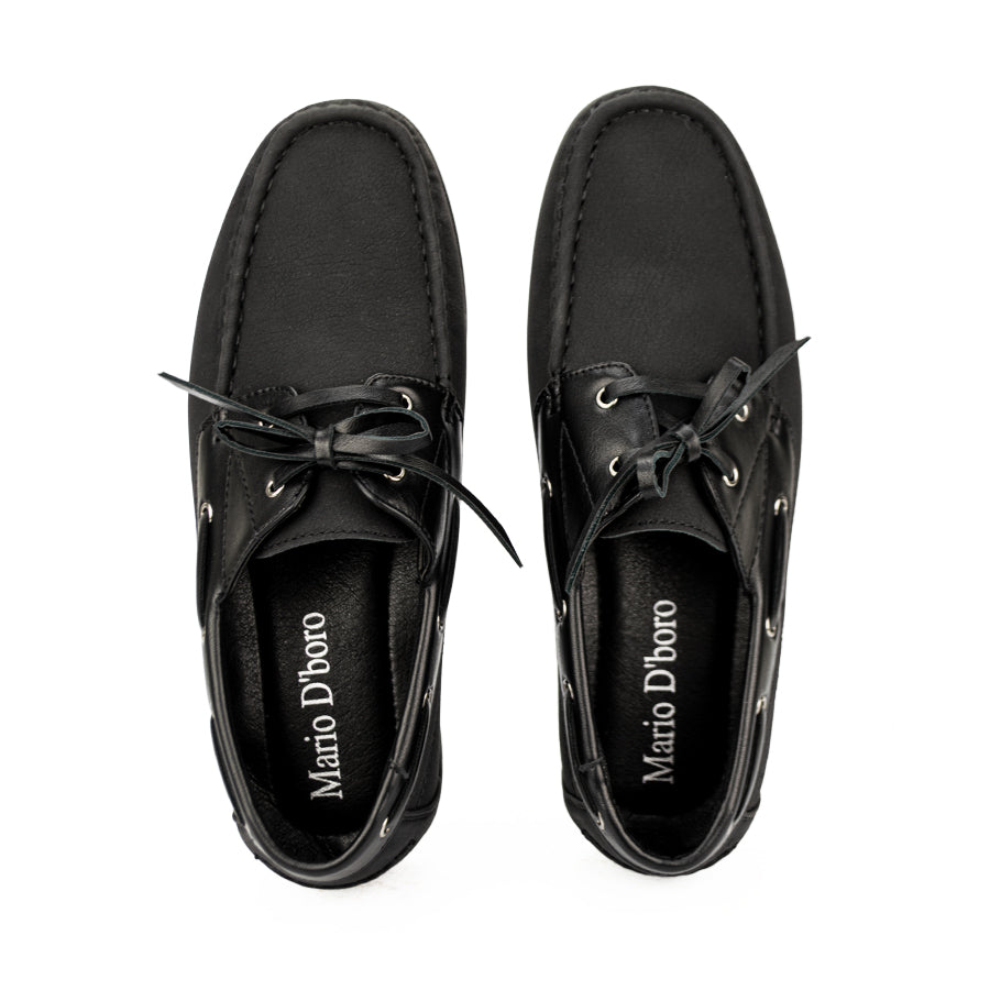 Mario D' Boro Men's Casual Boat Shoes Mw 22772 Black/Brown