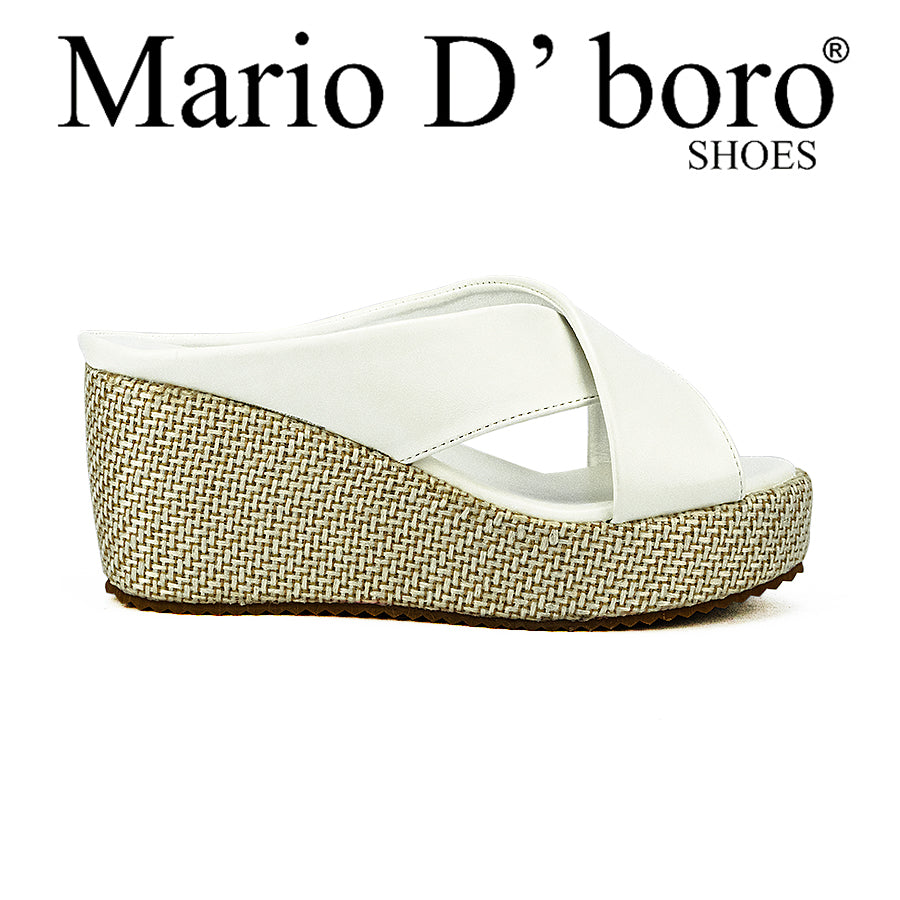 Mario D' Boro Women's Wedge Sandals LW 26010 Gray/White  C44