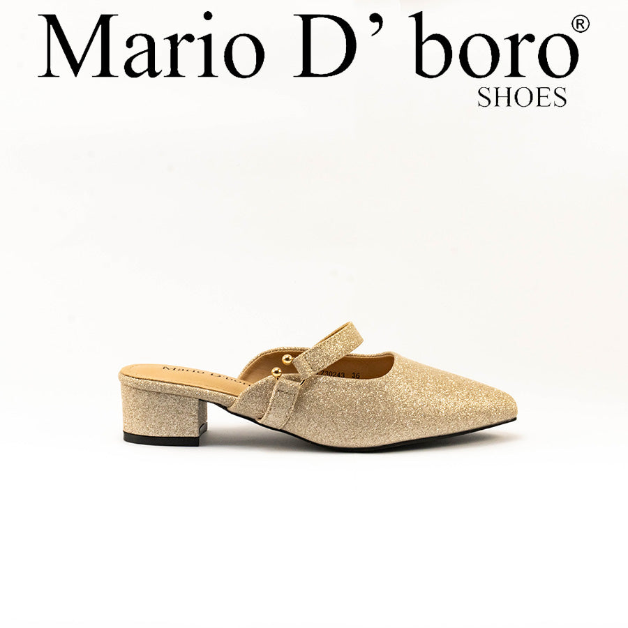 Mario D' boro Women's LZ 30243 C99 Gold /Silver glitter evening sandals with block heel and strap.