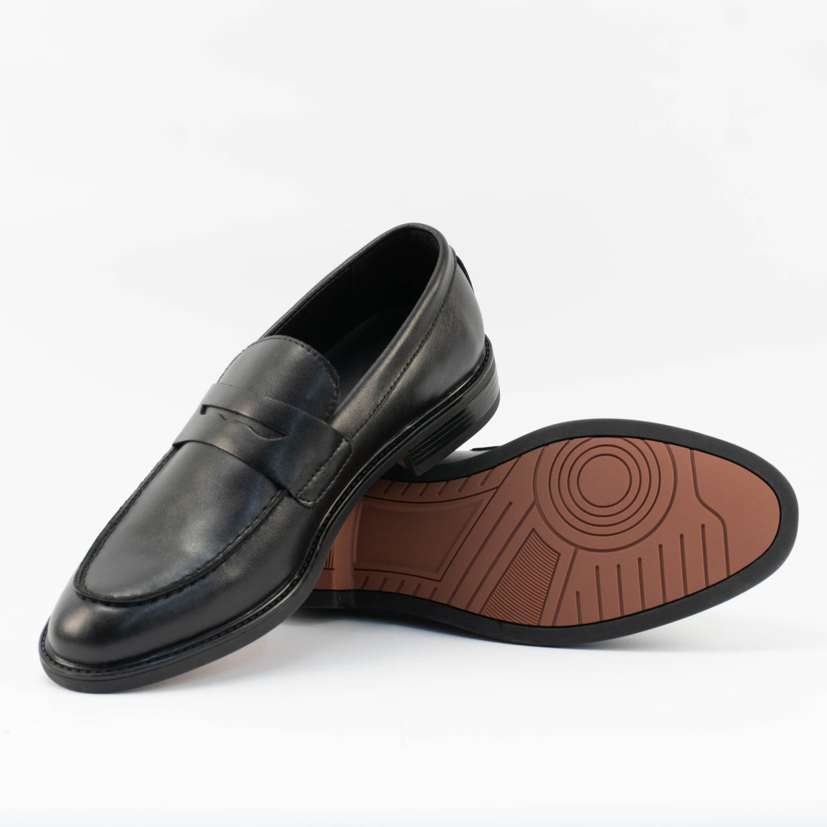 Mario D' boro Men's MZ 27524 C100 Black / Dark Brown formal slip-on shoes with low heel and classic design. Suitable for formal