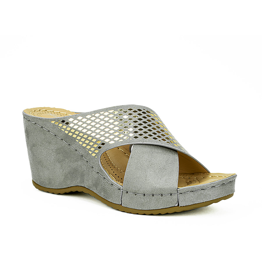 Mario D' Boro Women's Wedge Sandals Lv 22313 Beige/Light Gray