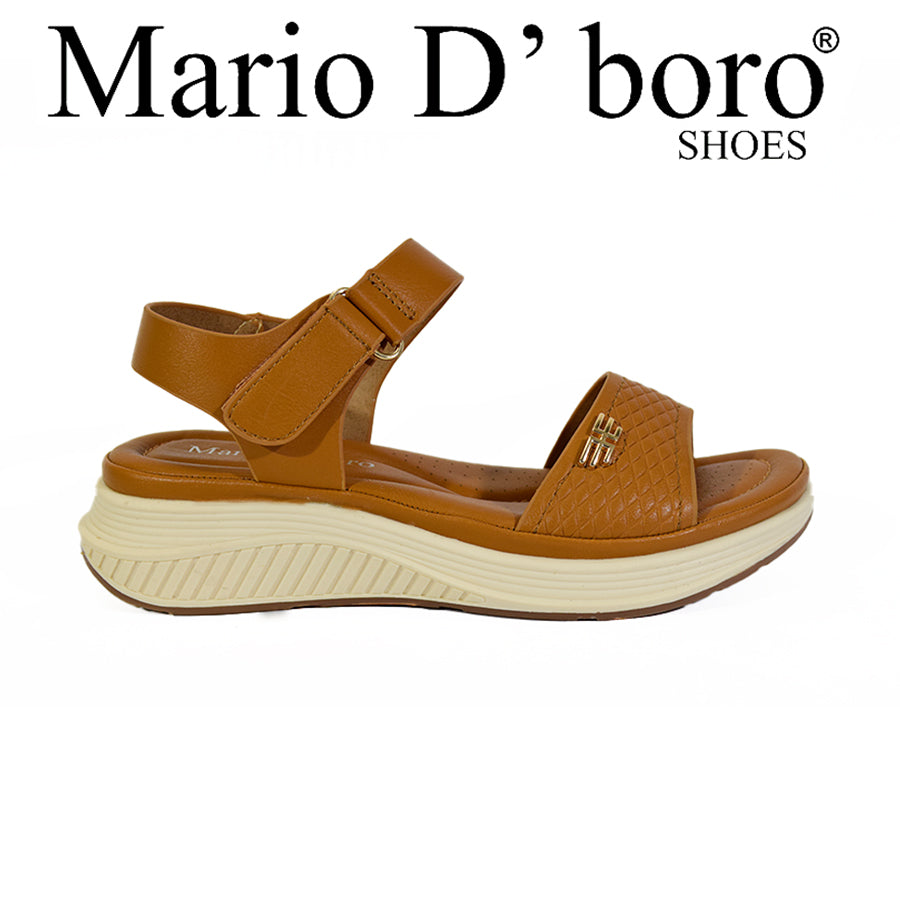 Mario D' Boro Women's Flat Sandals LX 26899 Brown and Navy Blue C52