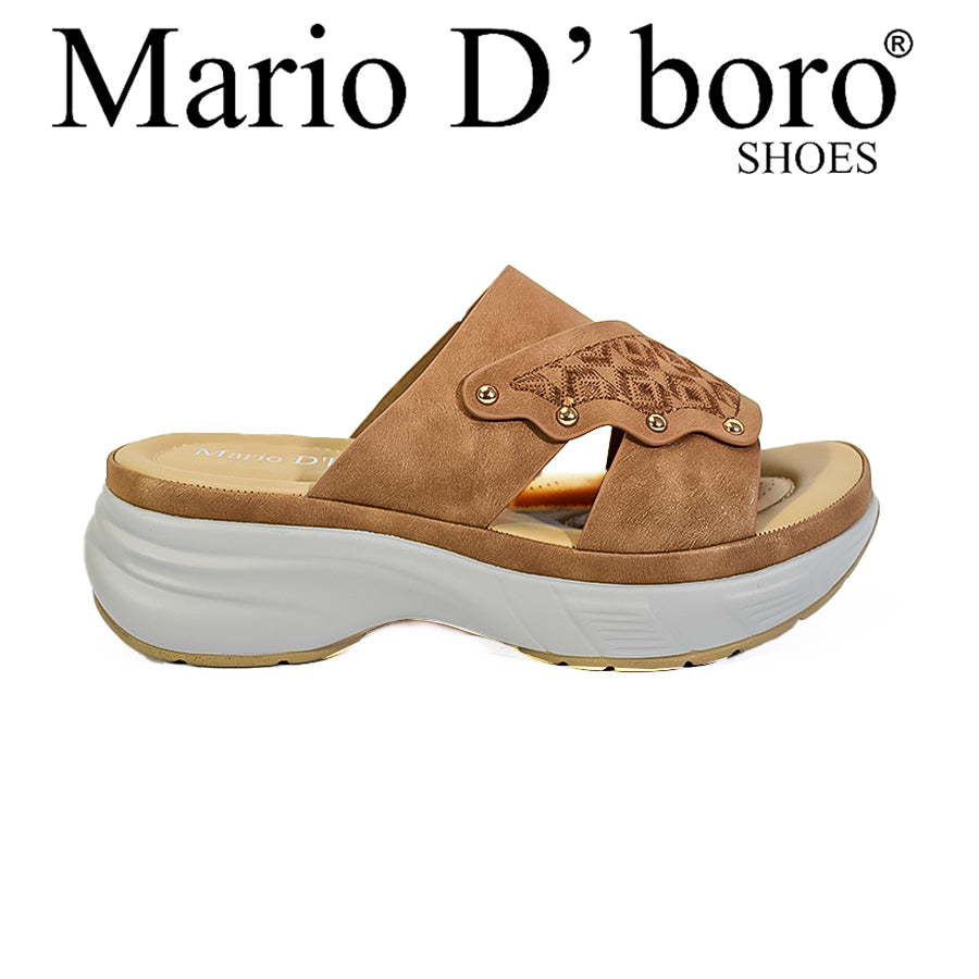 Mario D' Boro Women's Flat Sandals LX 26973 Blue/Brown C52