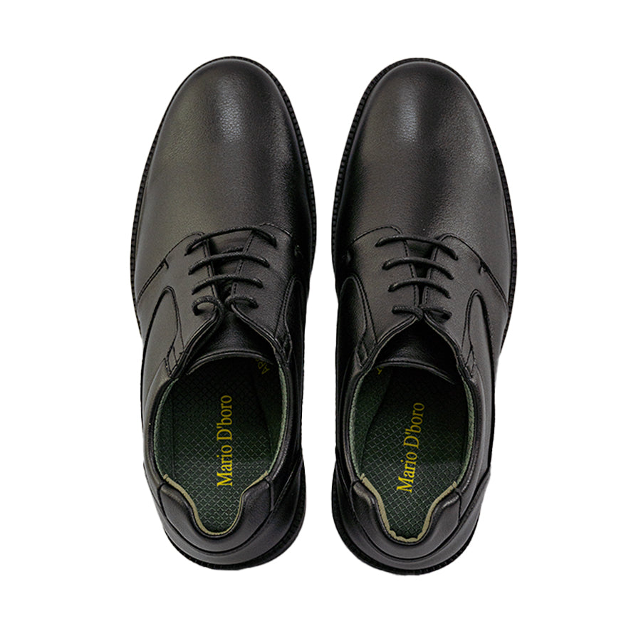 Mario D' boro Men's Formal MZ 27214 C95 Black leather dress shoe with lace-up closure and low heel. Suitable for formal occasions.