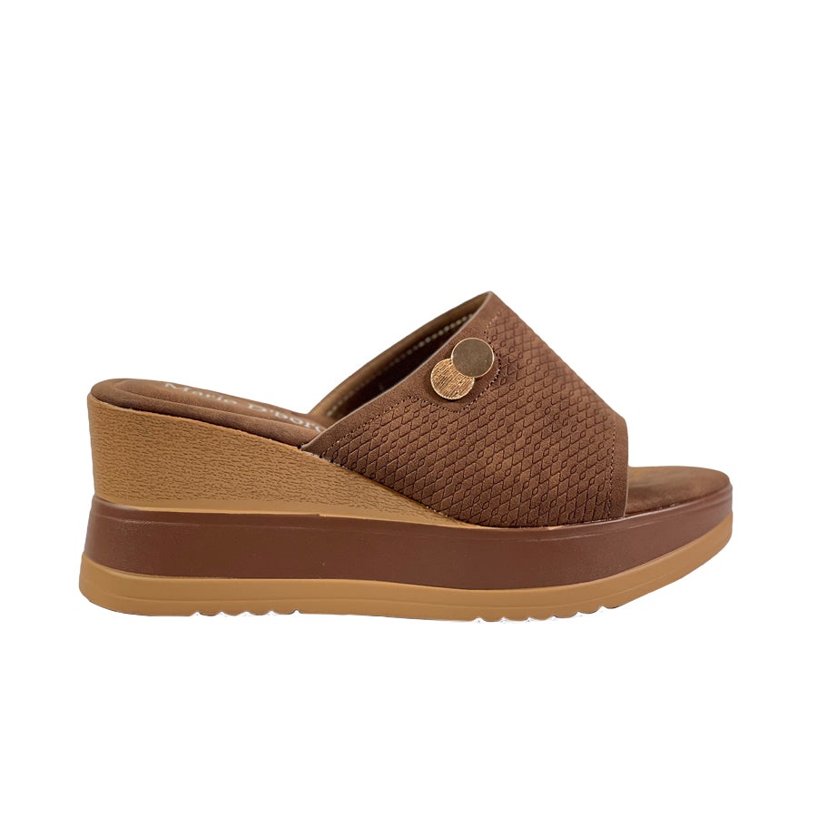 Mario D' Boro Women's Wedge Sandals LY 28234 Beige/Dark Brown C67