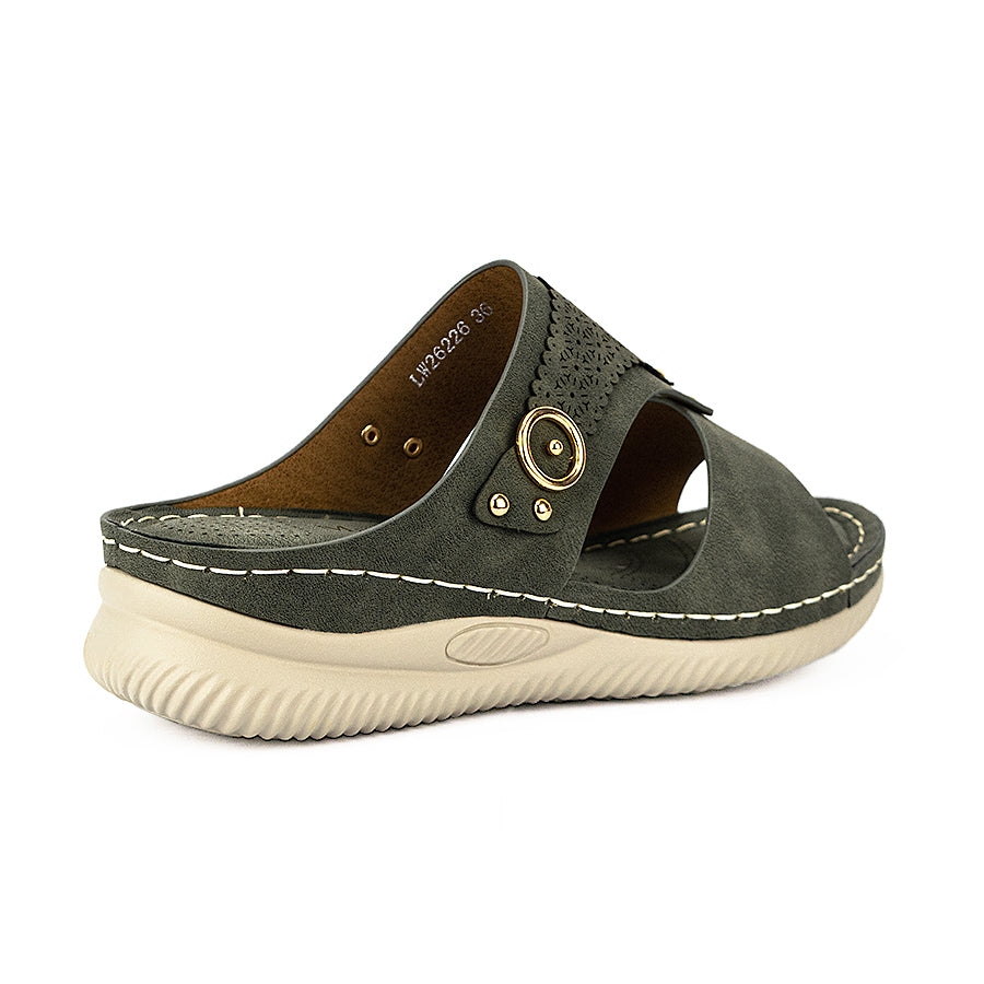 Mario D' Boro Women's Flat Sandals Lw 26226 Dark Brown/Olive Green C46