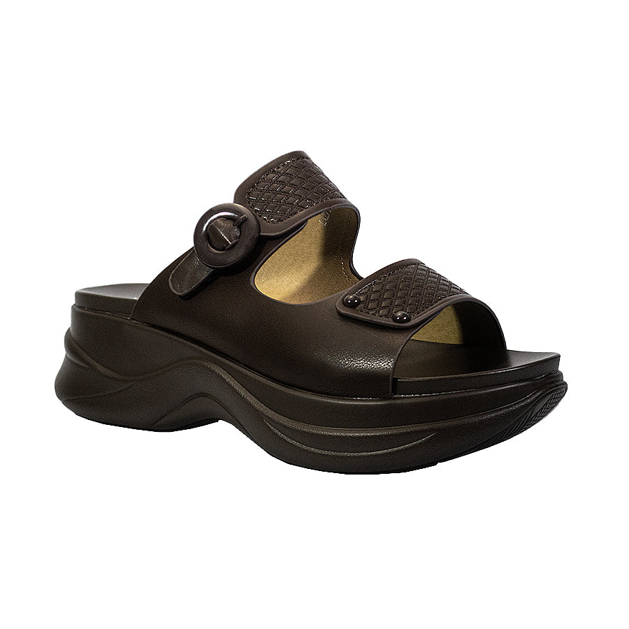 Mario D' Boro Women's Flat Sandals LY 27144 Bone/VDark Brown C65