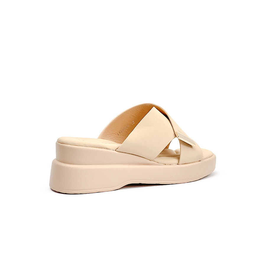 Women's Wedge Sandals LY 28879 Beige/Black C76