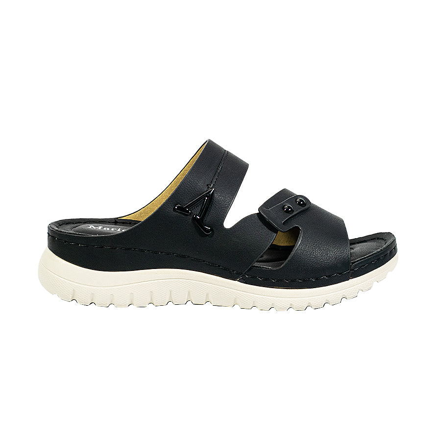 Mario D' Boro Women's Flat Sandals LY 28134 Black/Taupe C65