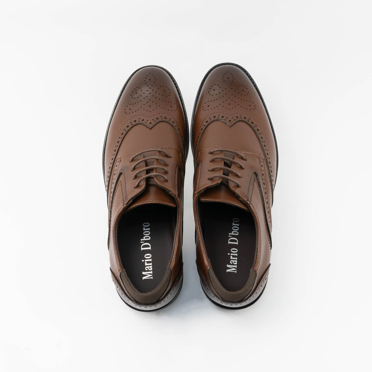 Mario D' boro Men's MZ 27416 C100 Black / Dark Brown formal dress shoe with brogue detailing and rubber sole.