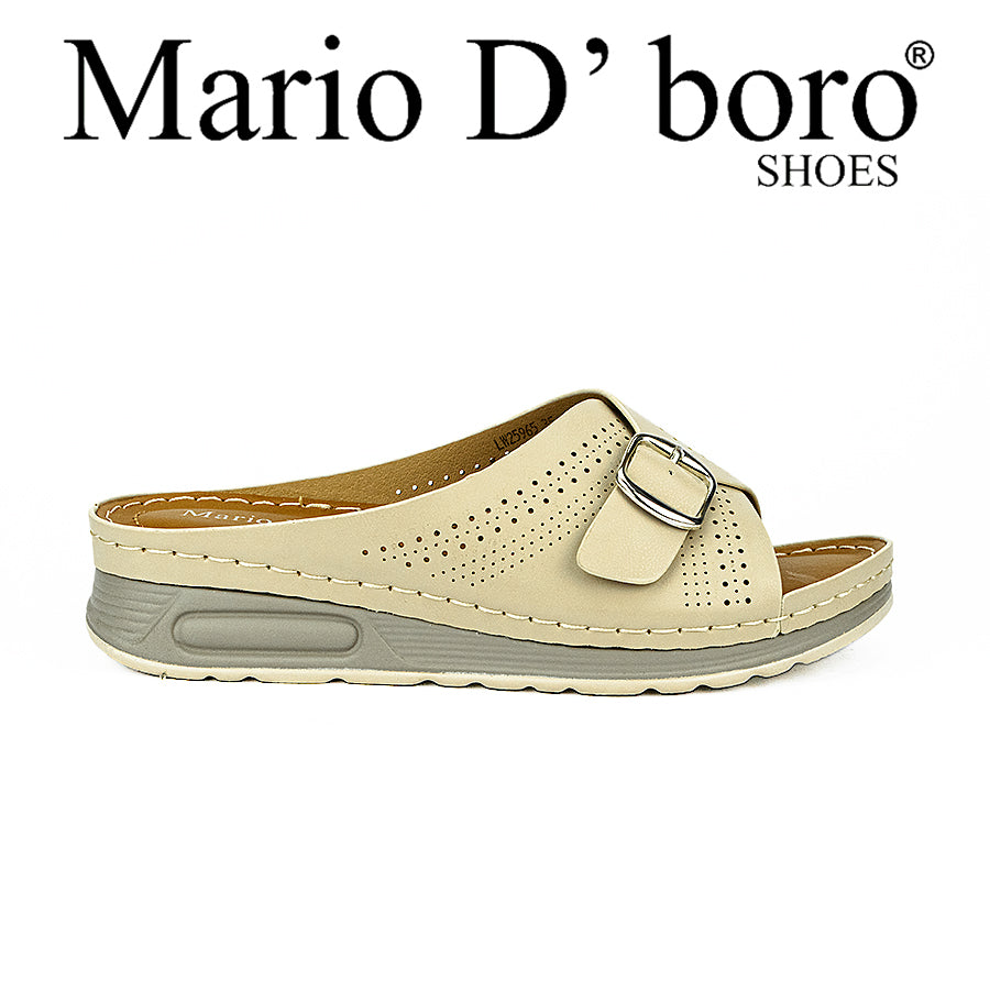 Mario D' Boro Women's Flat Sandals Lw 25965 Beige/Black C44-C45