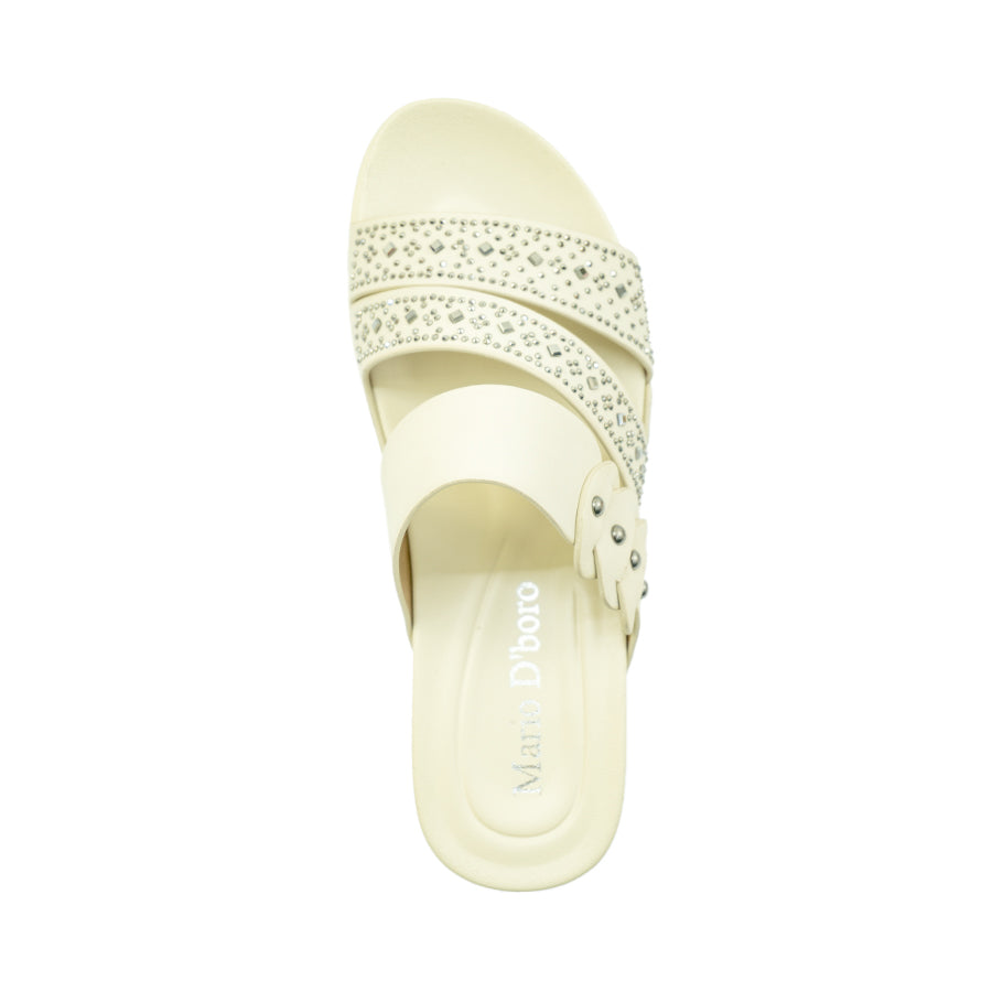Mario D' Boro Women's Flat Sandals LY 28314 Medium Beige/Off White C70