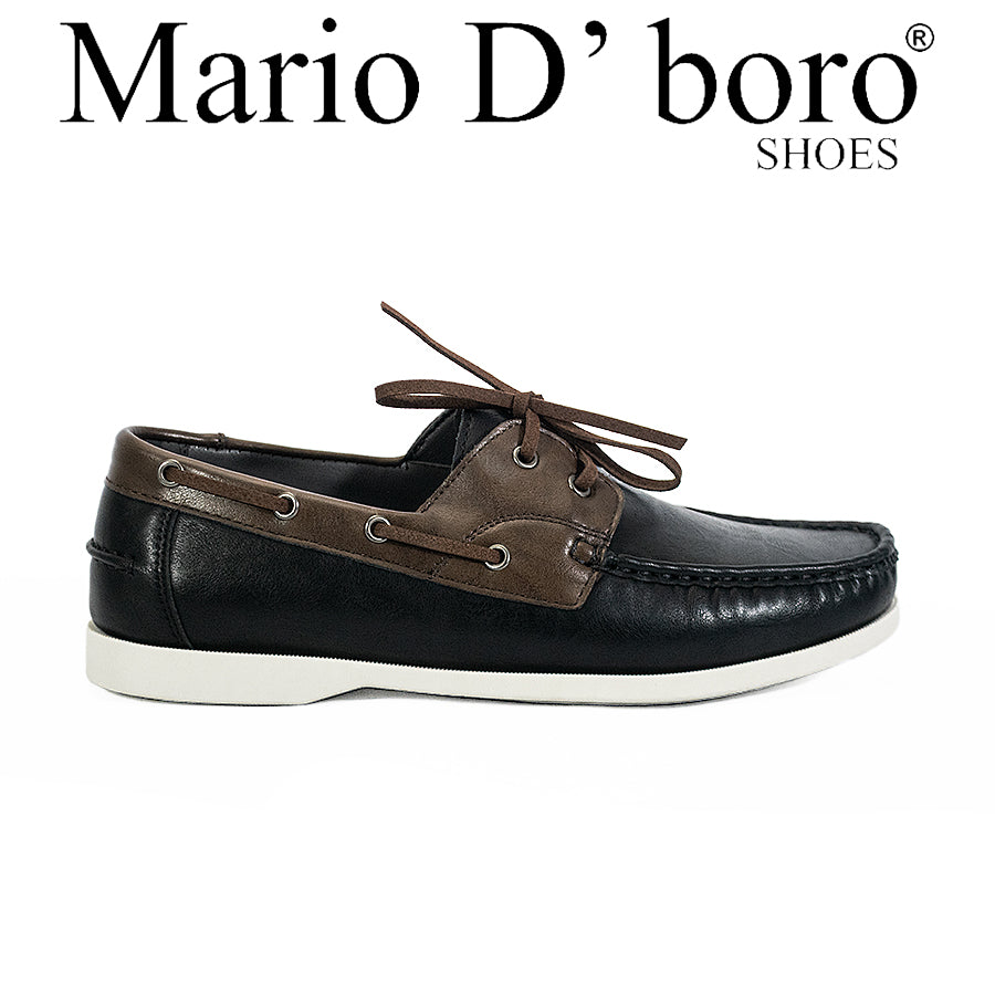 Mario D' Boro Men's Casual Boat Shoes MY 25866 All Black/Black Brown/VDark Brown C64