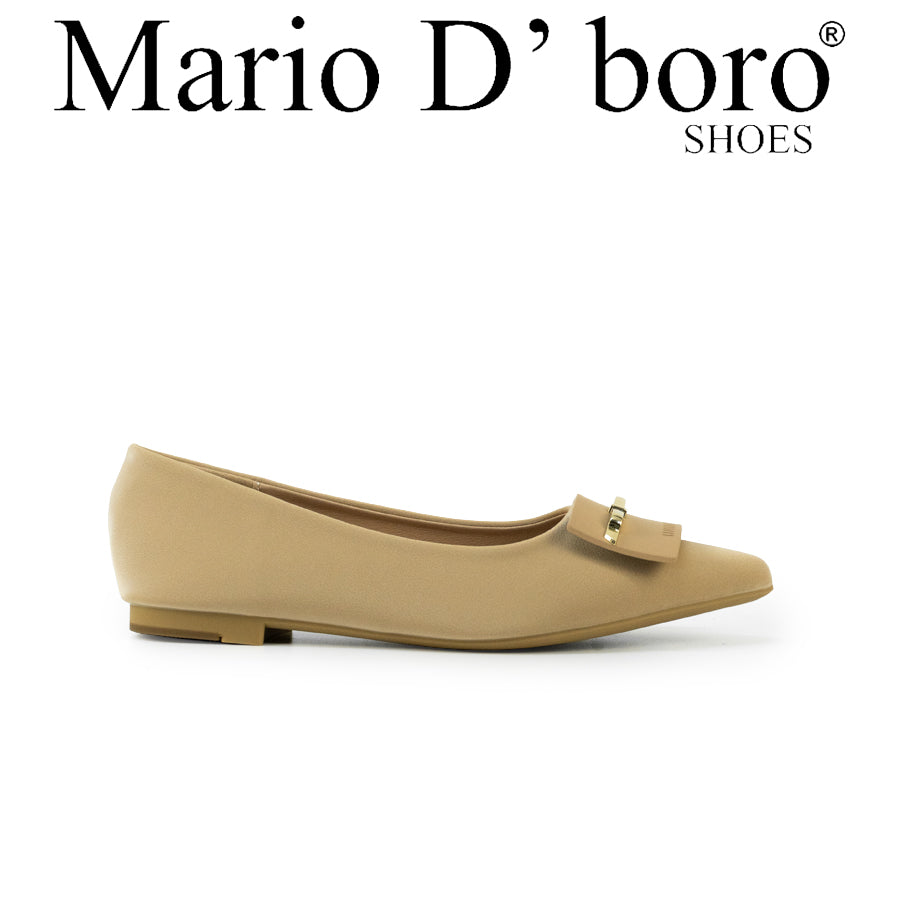 Mario D' boro LZ 29690 C102 Women's Light Beige / Taupe ballet flat shoe with bow detail and low heel.