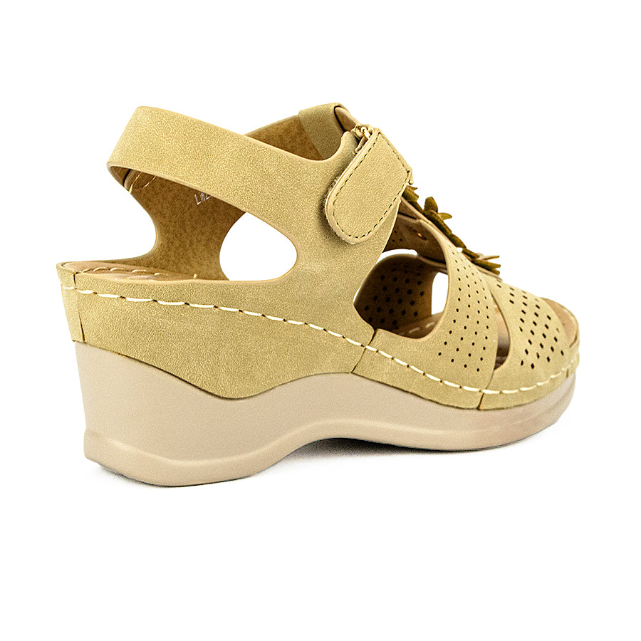 Mario D' Boro Women's Wedge Sandals Lw 25588 Beige/Black